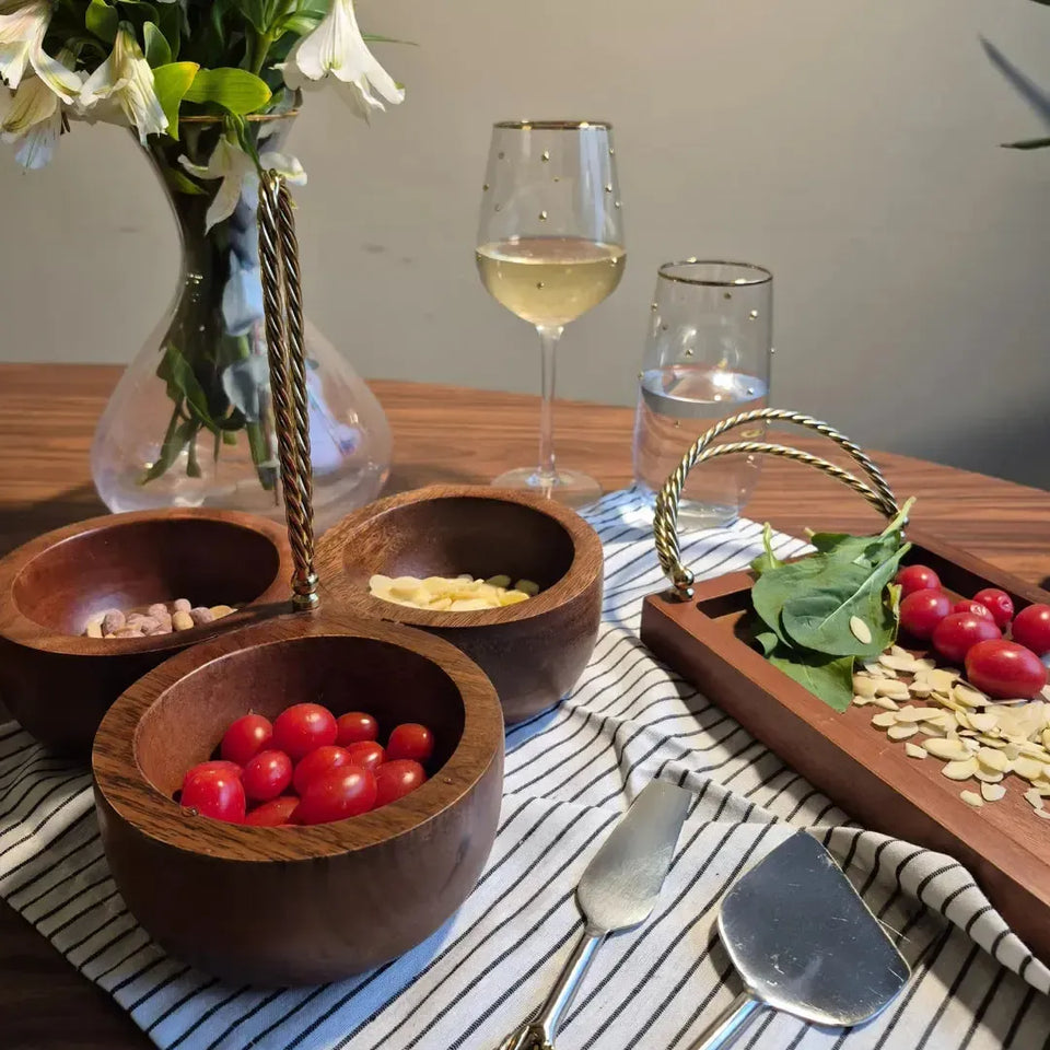 Petisqueira Madeira com Alça Corda Object Bahali 25cm