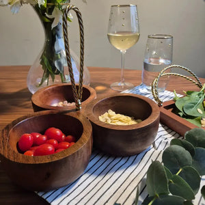 Petisqueira Madeira com Alça Corda Object Bahali 25cm