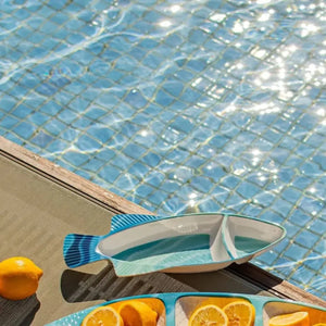 Petisqueira Média Melamina Formato Peixe Colorida 39x13,6x4,2cm