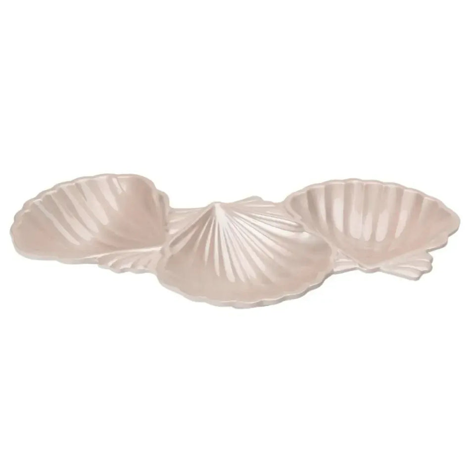Petisqueira Melamina Formato 3 Conchas Perola 31,5x13,2x3,6cm