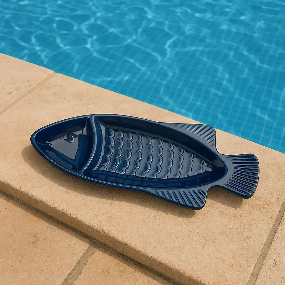 Petisqueira Pequena Melamina Formato Peixe Azul 25,8x9,3x2,5cm