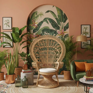 Poltrona Pavão Rattan Trançado Bahali 108x78x168cm