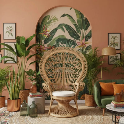 Poltrona Pavão Rattan Trançado Bahali 108x78x168cm