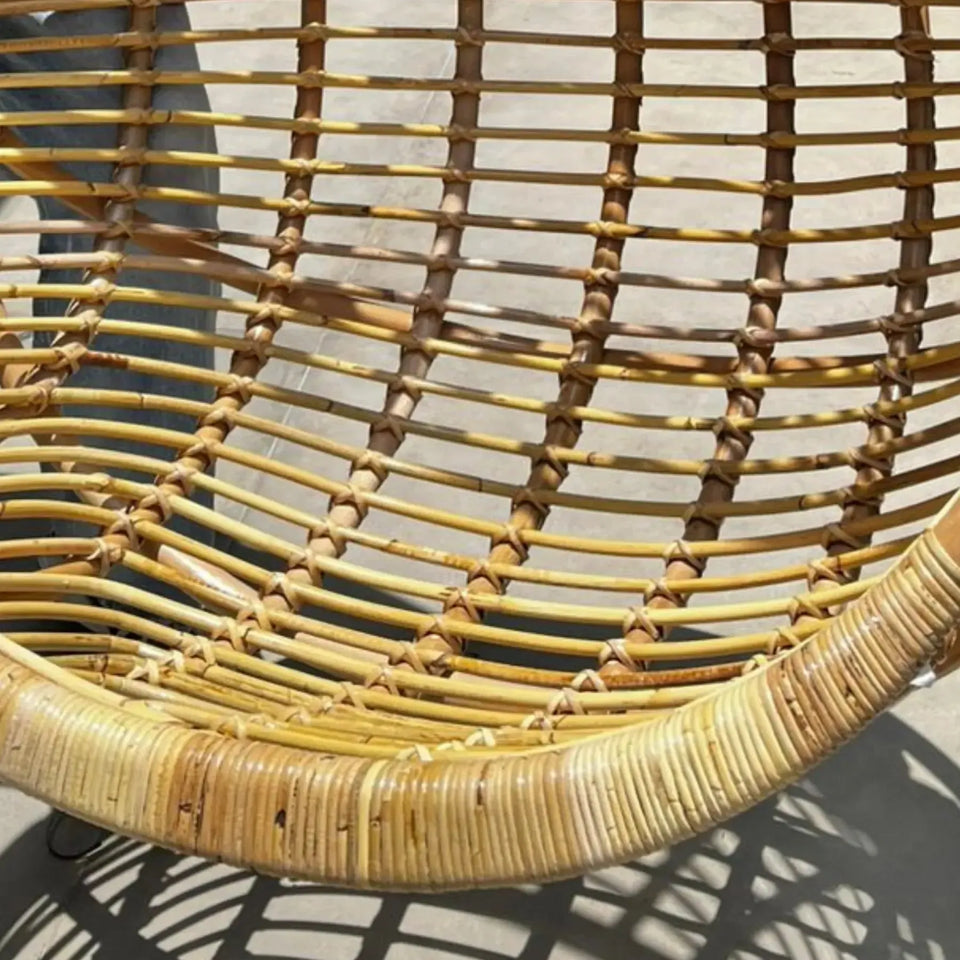 Poltrona Pendente Ovo Mandola Rattan Trançado Bahali 95x75x120cm