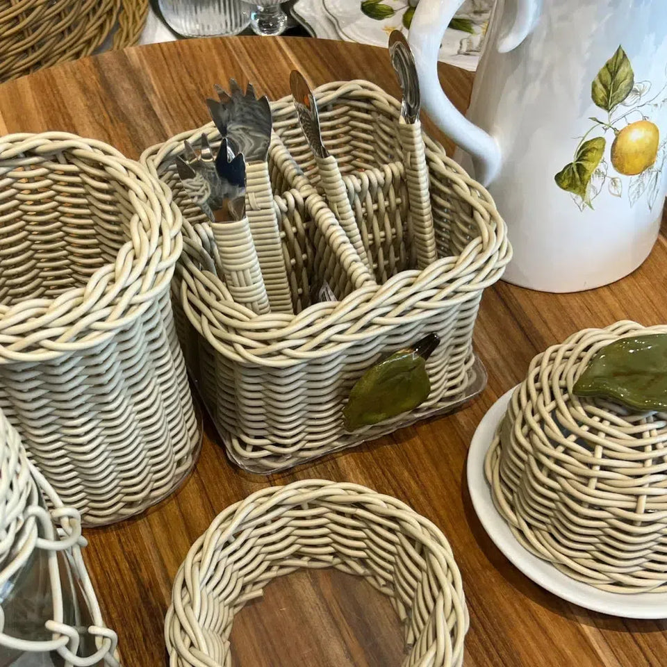 Porta Achocolatado Vime Trançado Camurça