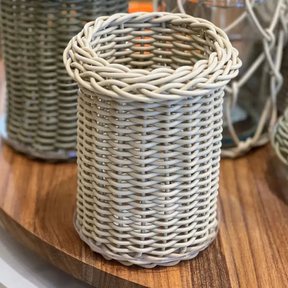 Porta Achocolatado Vime Trançado Camurça