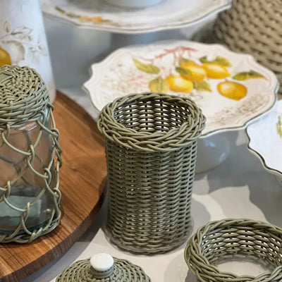 Porta Achocolatado Vime Trançado Oliva