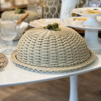 Porta Bolo Folha Vime Trançado Camurça GG