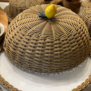 Porta Bolo Limão Vime Trançado Caramelo GG