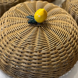 Porta Bolo Limão Vime Trançado Caramelo GG