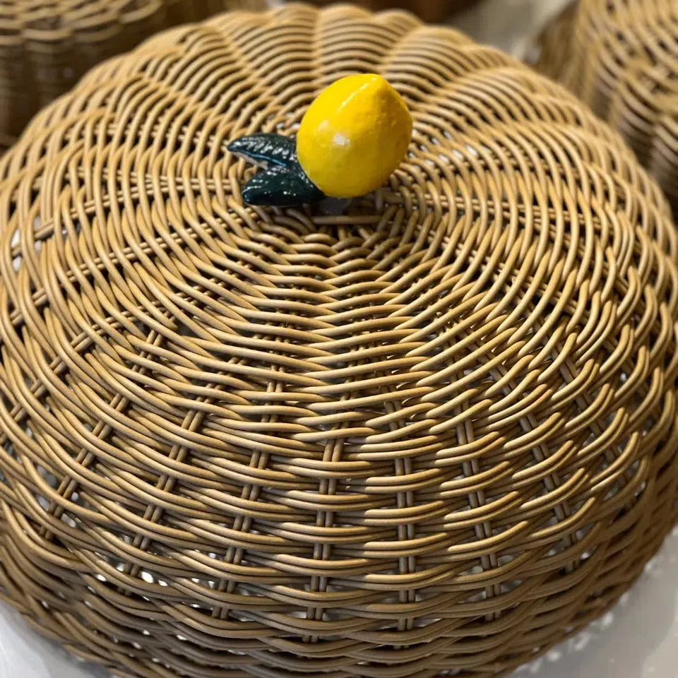 Porta Bolo Limão Vime Trançado Caramelo GG