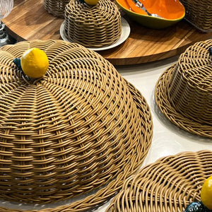 Porta Bolo Limão Vime Trançado Caramelo GG