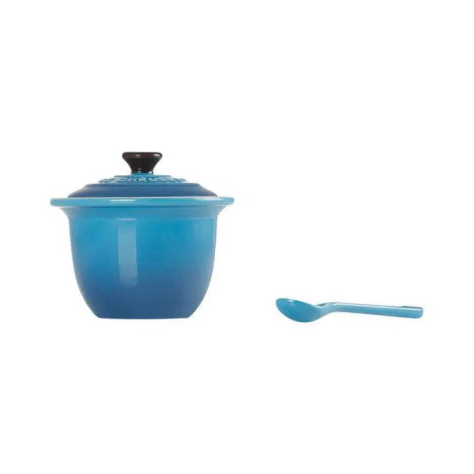 Porta Condimentos Com Colher Cerâmica Azul Marseille Le Creuset