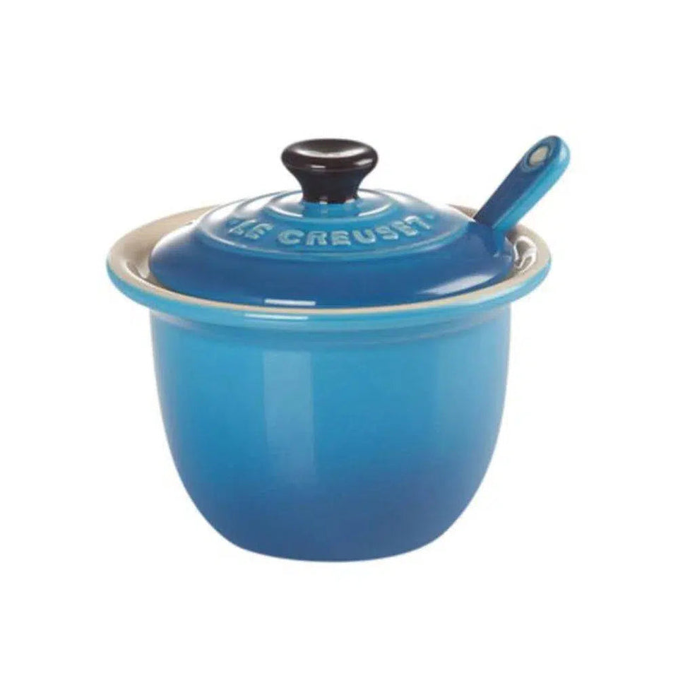 Porta Condimentos Com Colher Cerâmica Azul Marseille Le Creuset