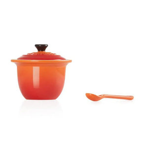 Porta Condimentos Com Colher Cerâmica Laranja Le Creuset