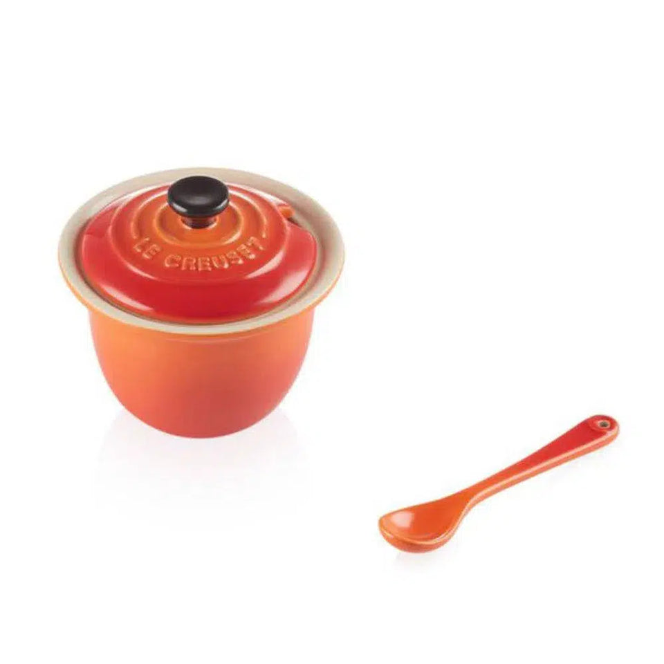 Porta Condimentos Com Colher Cerâmica Laranja Le Creuset