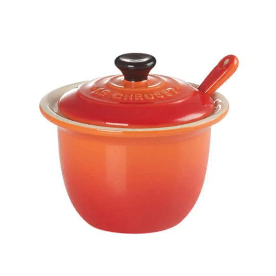 Porta Condimentos Com Colher Cerâmica Laranja Le Creuset