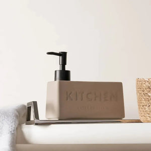 Porta Detergente Líquido com Suporte para Esponja Cerâmica Soft Touch Nude 380ml Wolff