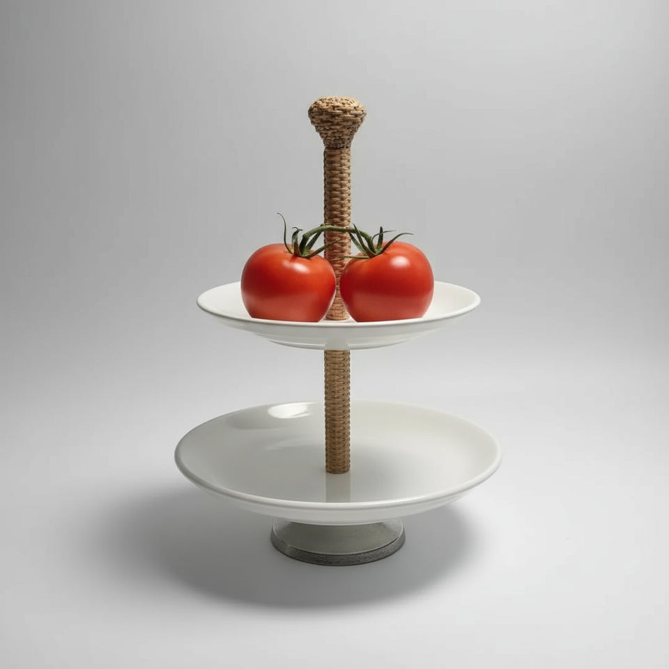 Porta Doces 2 Andares de Cerâmica Object Bahali