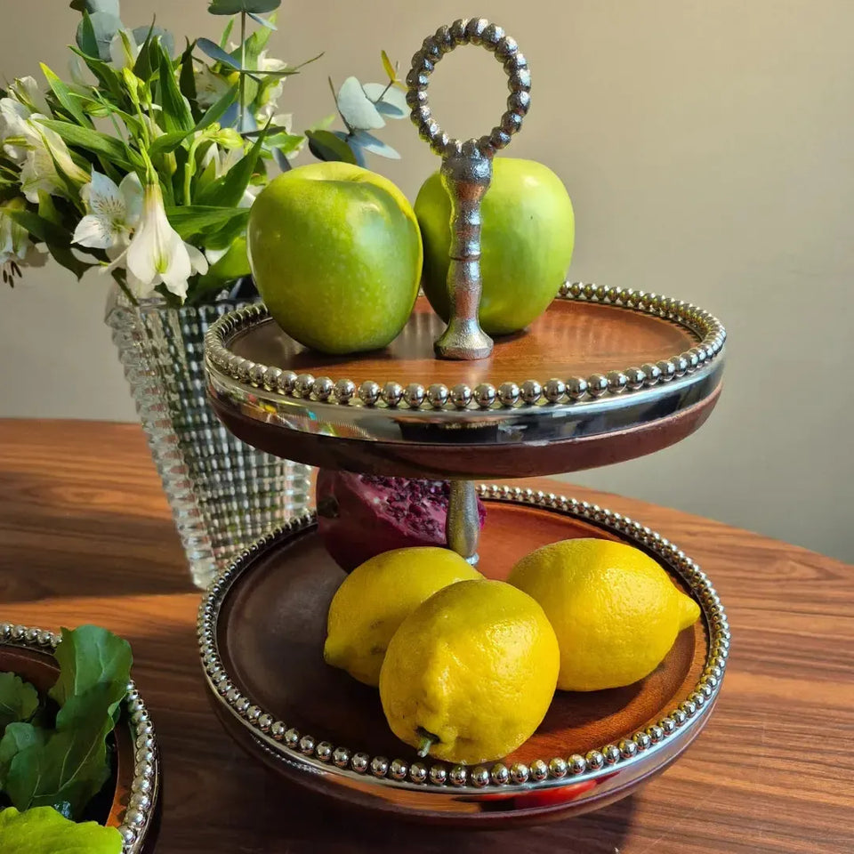 Porta Doces 2 Andares de Madeira Object Bahali