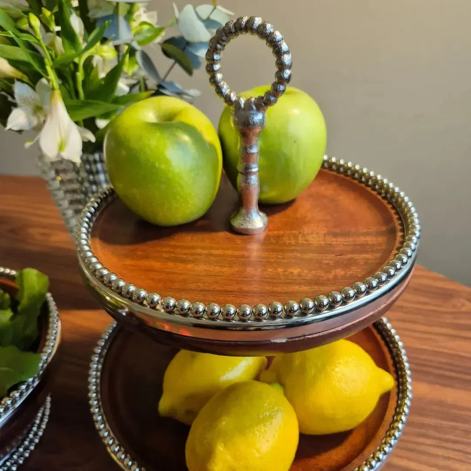 Porta Doces 2 Andares de Madeira Object Bahali