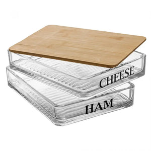 Porta Frios de Vidro com Tampa de Bambu Basic 8x15x20cm