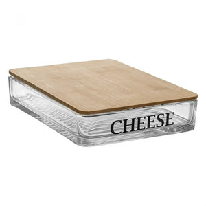 Porta Frios de Vidro com Tampa de Bambu Basic 8x15x20cm