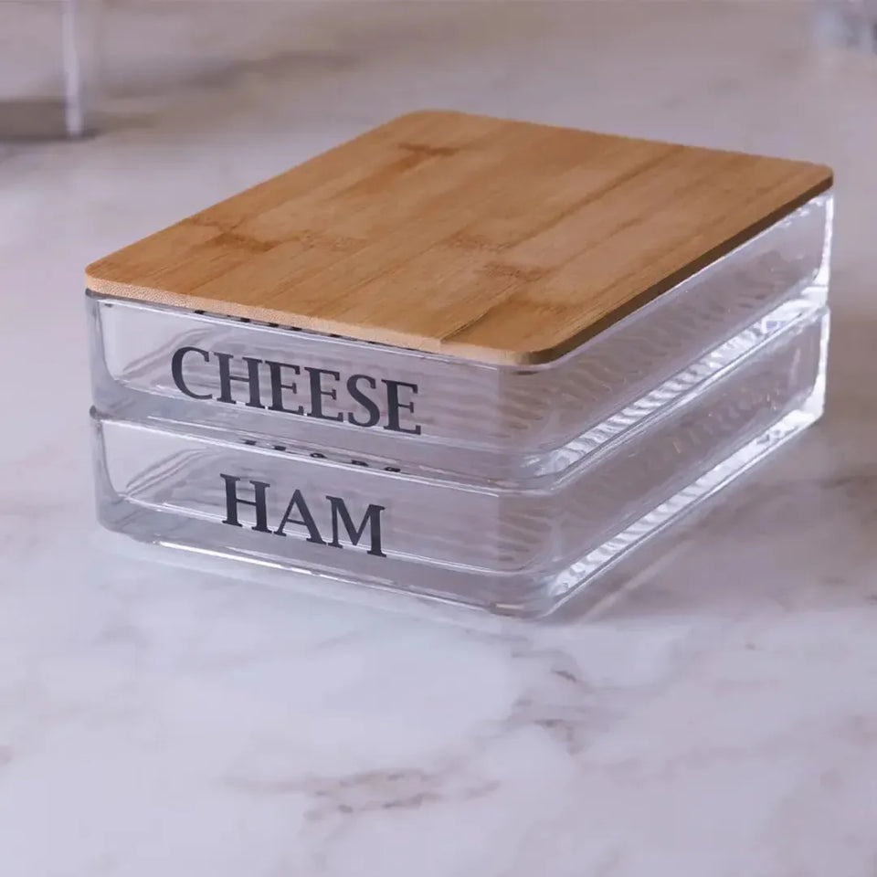 Porta Frios de Vidro com Tampa de Bambu Basic 8x15x20cm