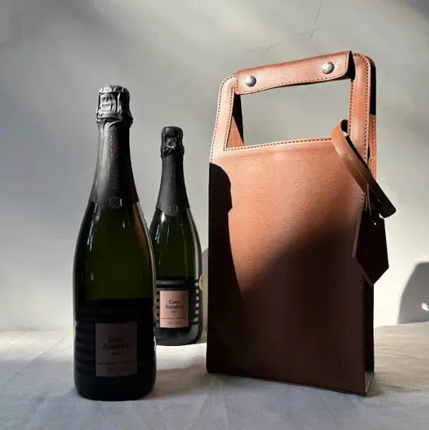 Porta Garrafa Duplo Couro Ecológico Montana Havana Atelier