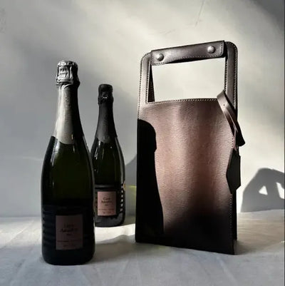 Porta Garrafa Duplo Couro Ecológico Montana Marrom Atelier