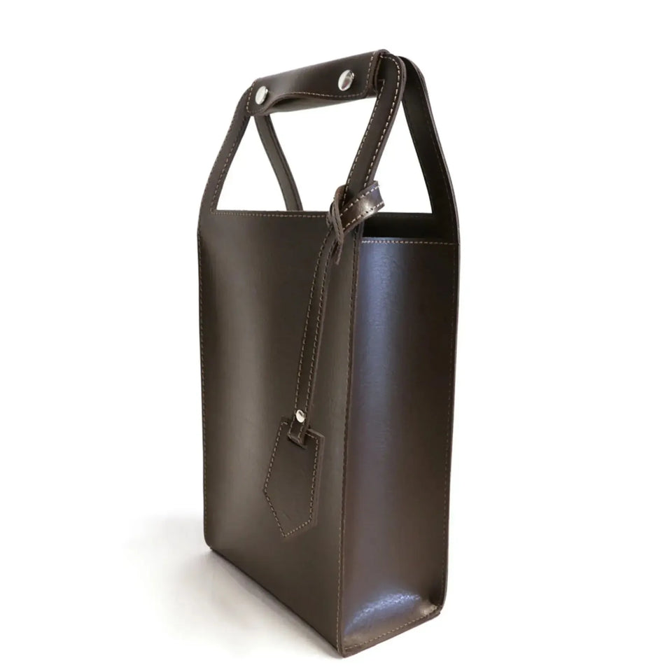 Porta Garrafa Duplo Couro Ecológico Montana Marrom Atelier