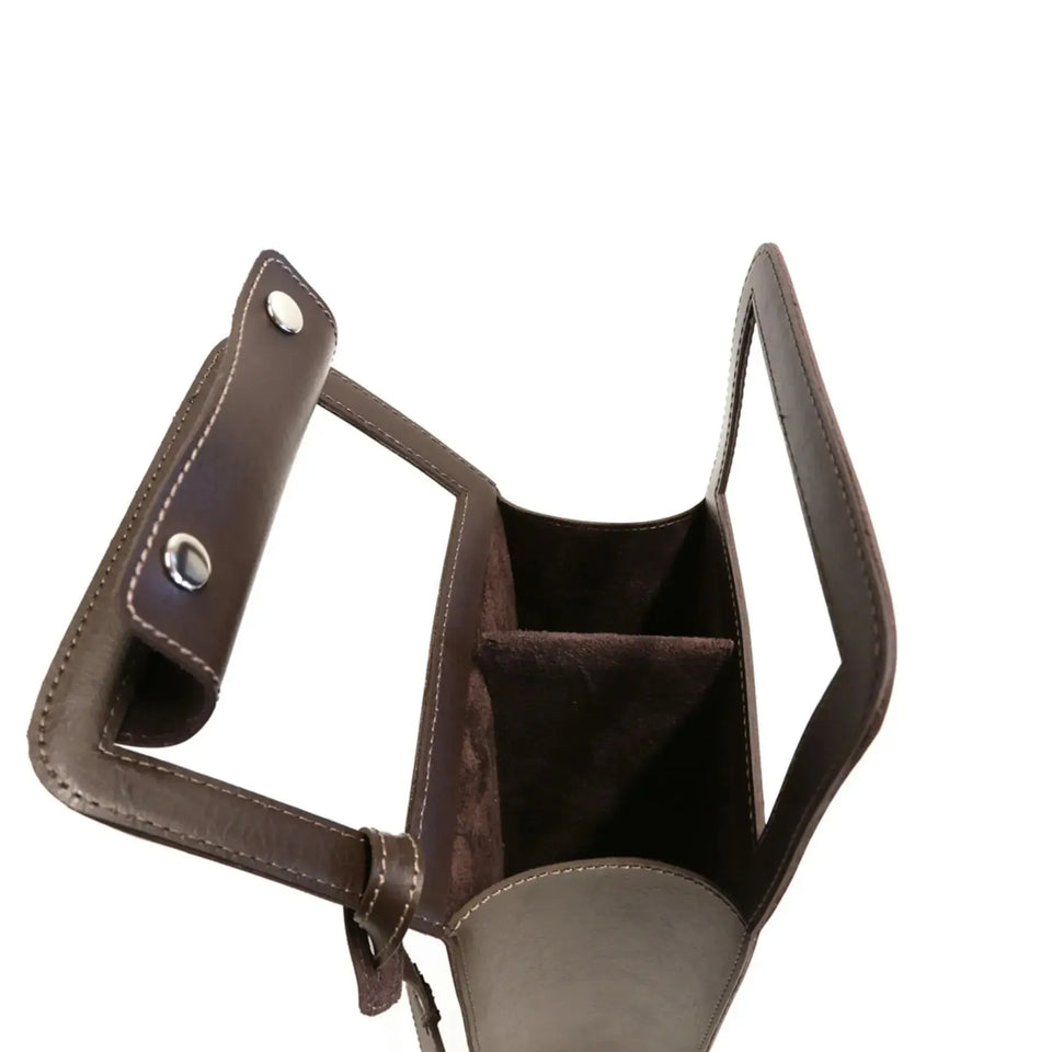 Porta Garrafa Duplo Couro Ecológico Montana Marrom Atelier