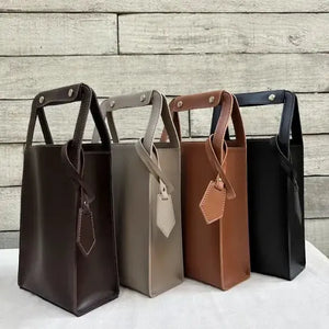 Porta Garrafa Duplo Couro Ecológico Montana Marrom Atelier