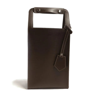 Porta Garrafa Duplo Couro Ecológico Montana Marrom Atelier