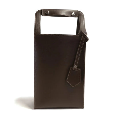 Porta Garrafa Duplo Couro Ecológico Montana Marrom Atelier