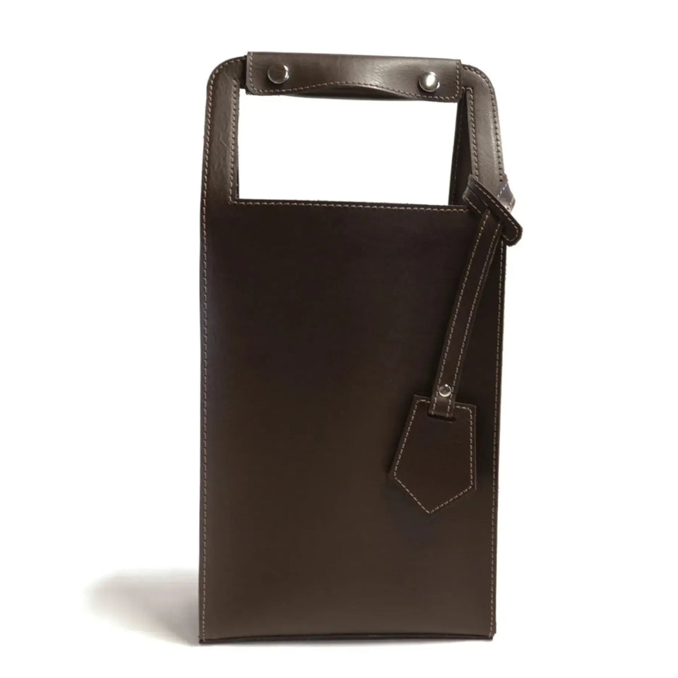 Porta Garrafa Duplo Couro Ecológico Montana Marrom Atelier