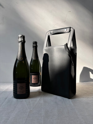 Porta Garrafa Duplo Couro Ecológico Montana Preto Atelier