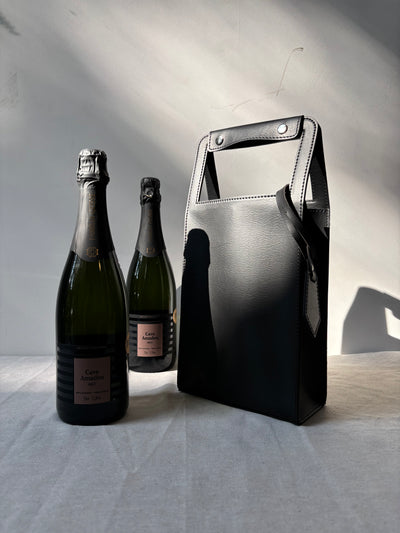 Porta Garrafa Duplo Couro Ecológico Montana Preto Atelier