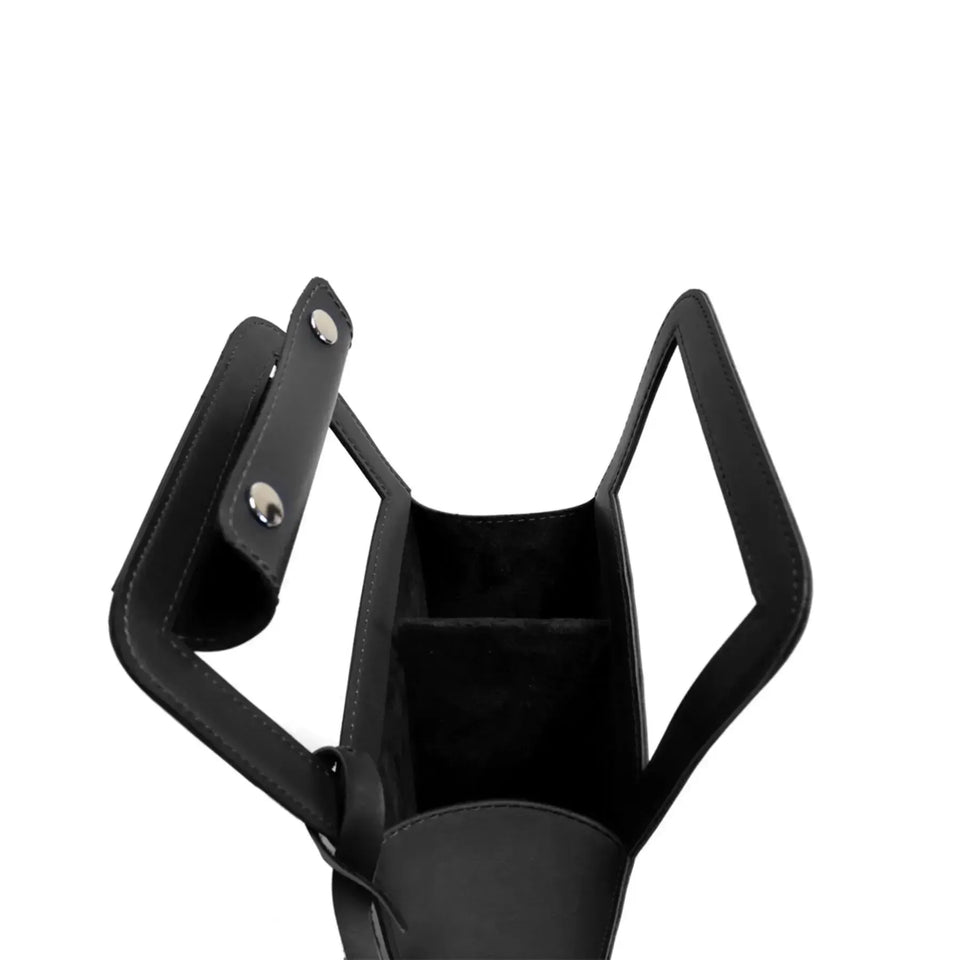Porta Garrafa Duplo Couro Ecológico Montana Preto Atelier