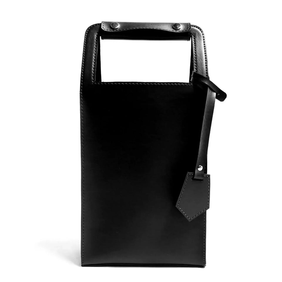 Porta Garrafa Duplo Couro Ecológico Montana Preto Atelier