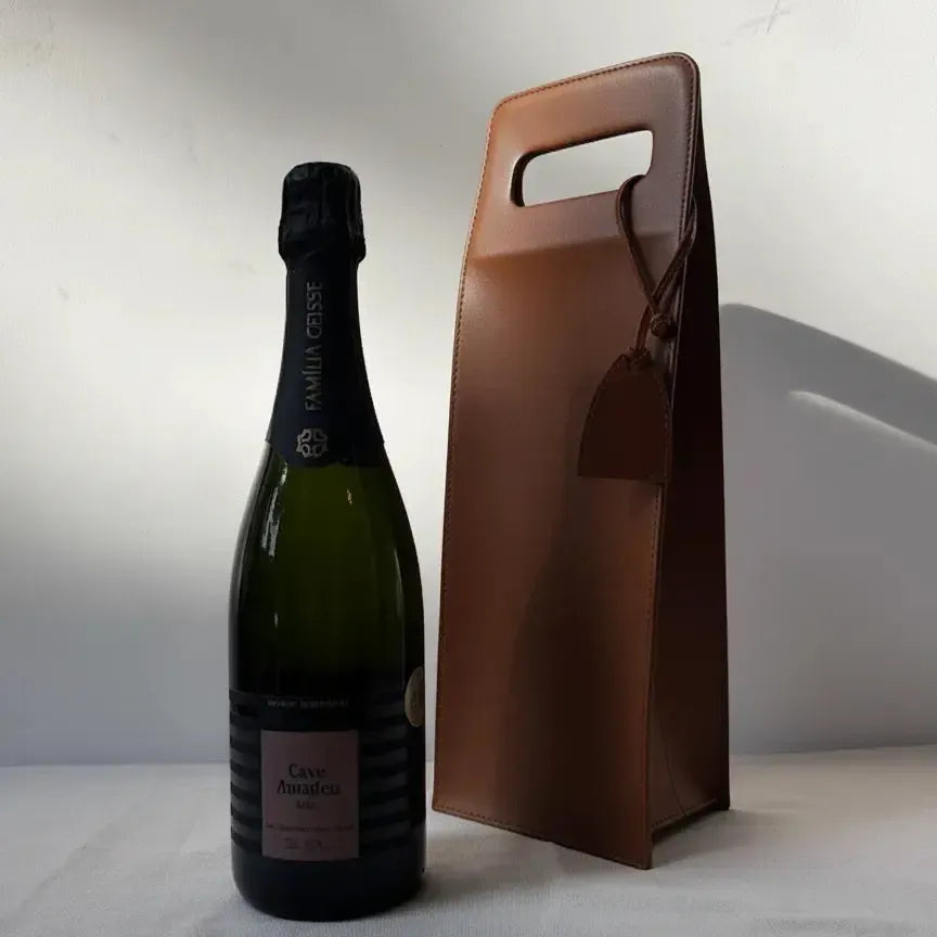 Porta Garrafa Simples Couro Ecológico Montana Havana Atelier