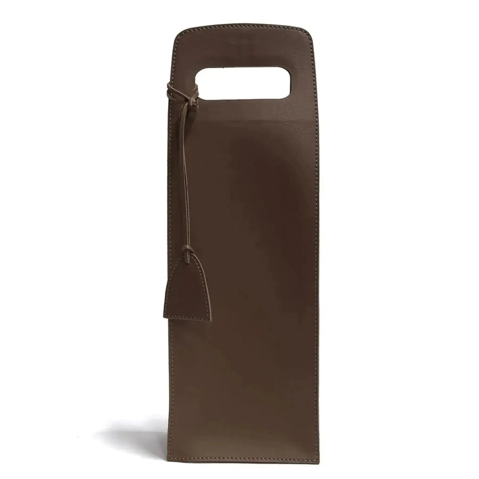 Porta Garrafa Simples Couro Ecológico Montana Marrom Atelier