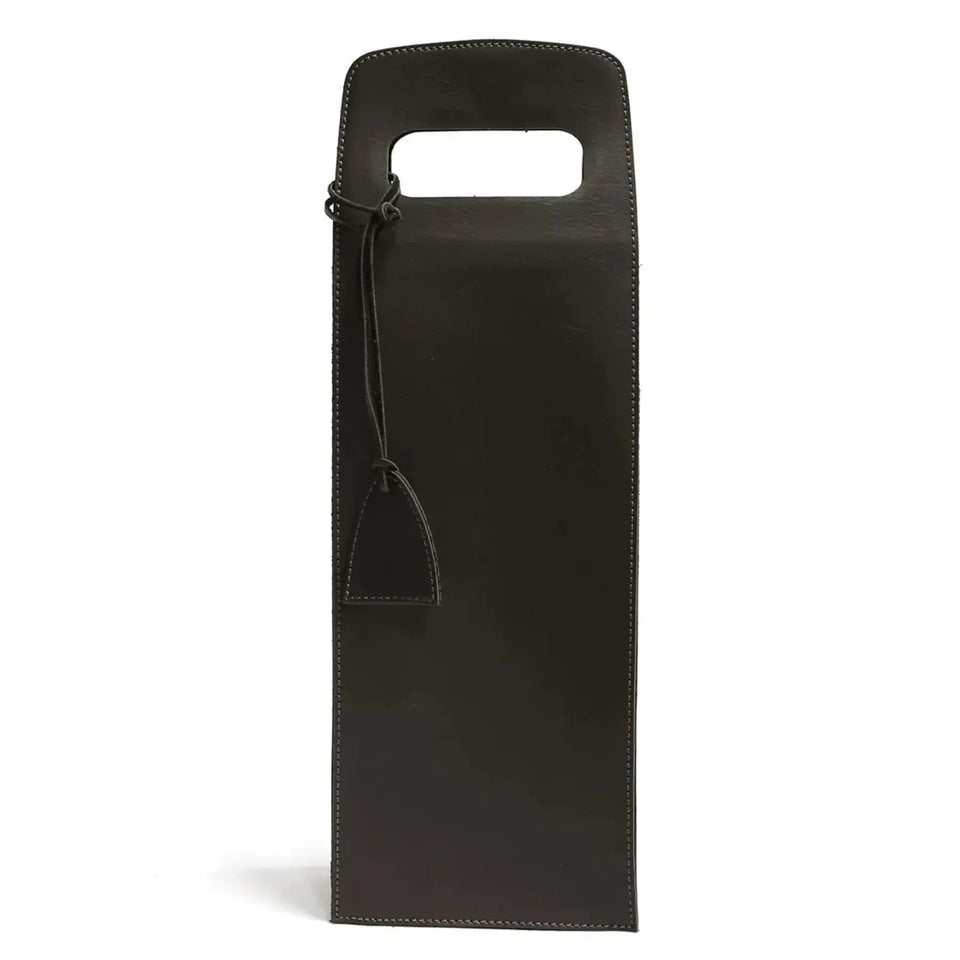 Porta Garrafa Simples Couro Ecológico Montana Preto Atelier