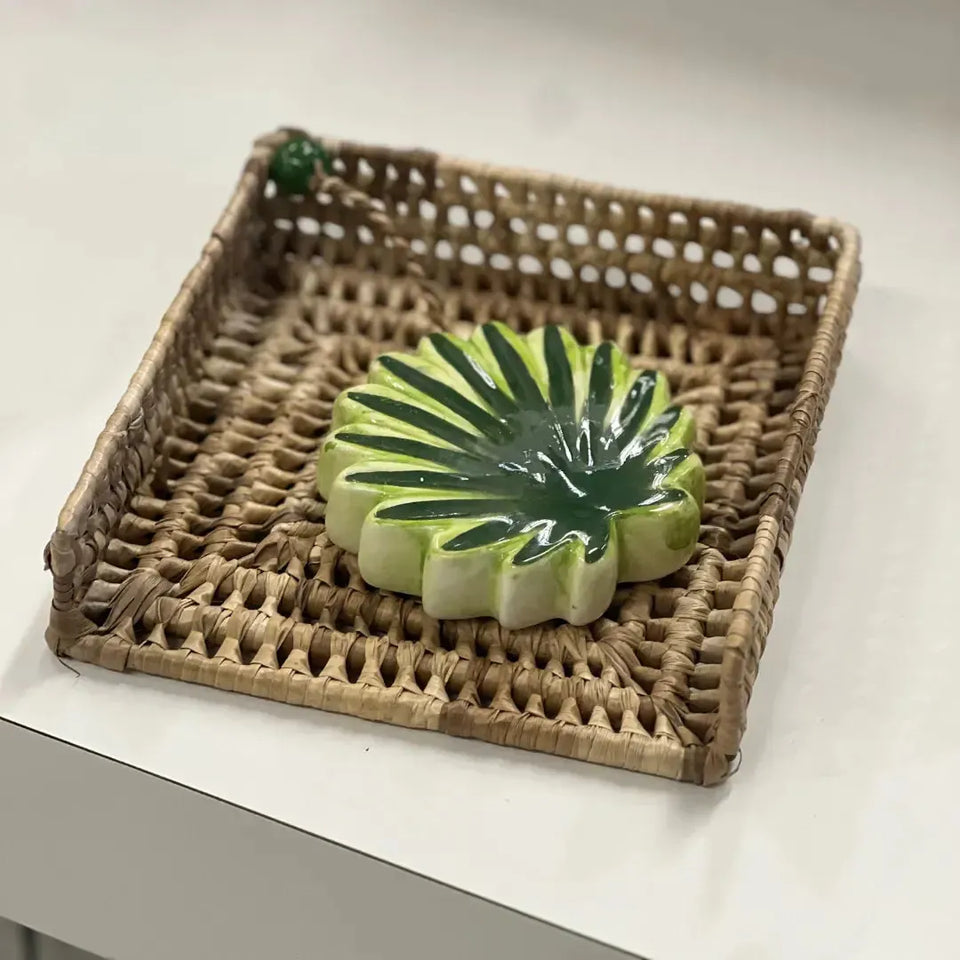 Porta Guardanapo Fibra Natural Palmeira 5x18x18cm