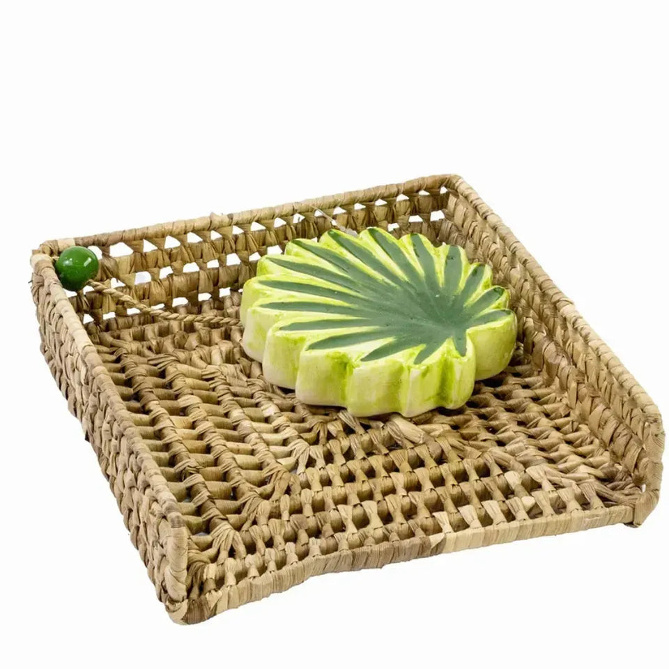 Porta Guardanapo Fibra Natural Palmeira 5x18x18cm