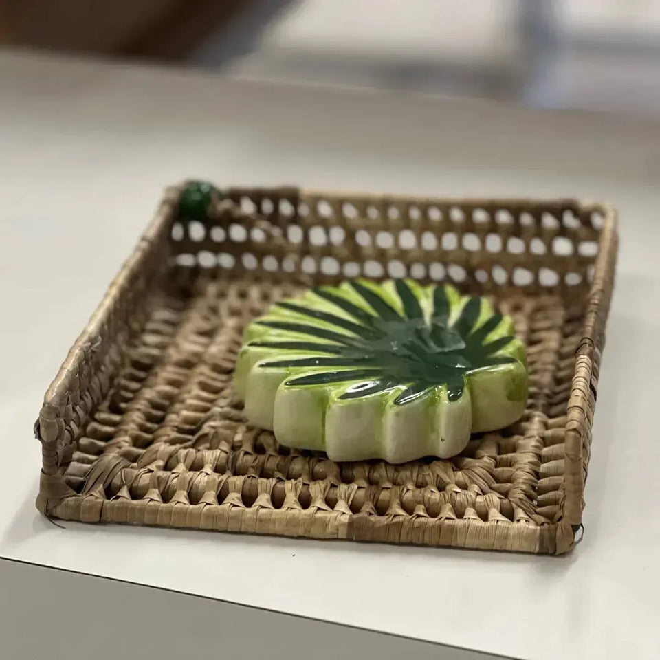 Porta Guardanapo Fibra Natural Palmeira 5x18x18cm