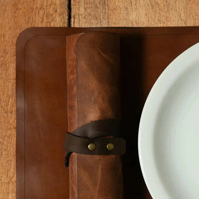 Porta Jogo de Talher de Couro Whisky Artemano