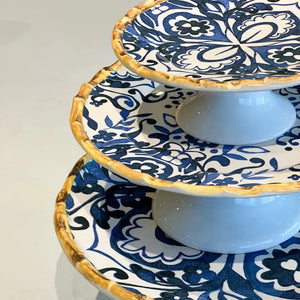 Porta Petit Four Cerâmica Dolce Mare Azulejo Português Azul 8x20cm Maison Blanche