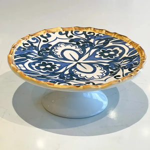 Porta Petit Four Cerâmica Dolce Mare Azulejo Português Azul 8x20cm Maison Blanche