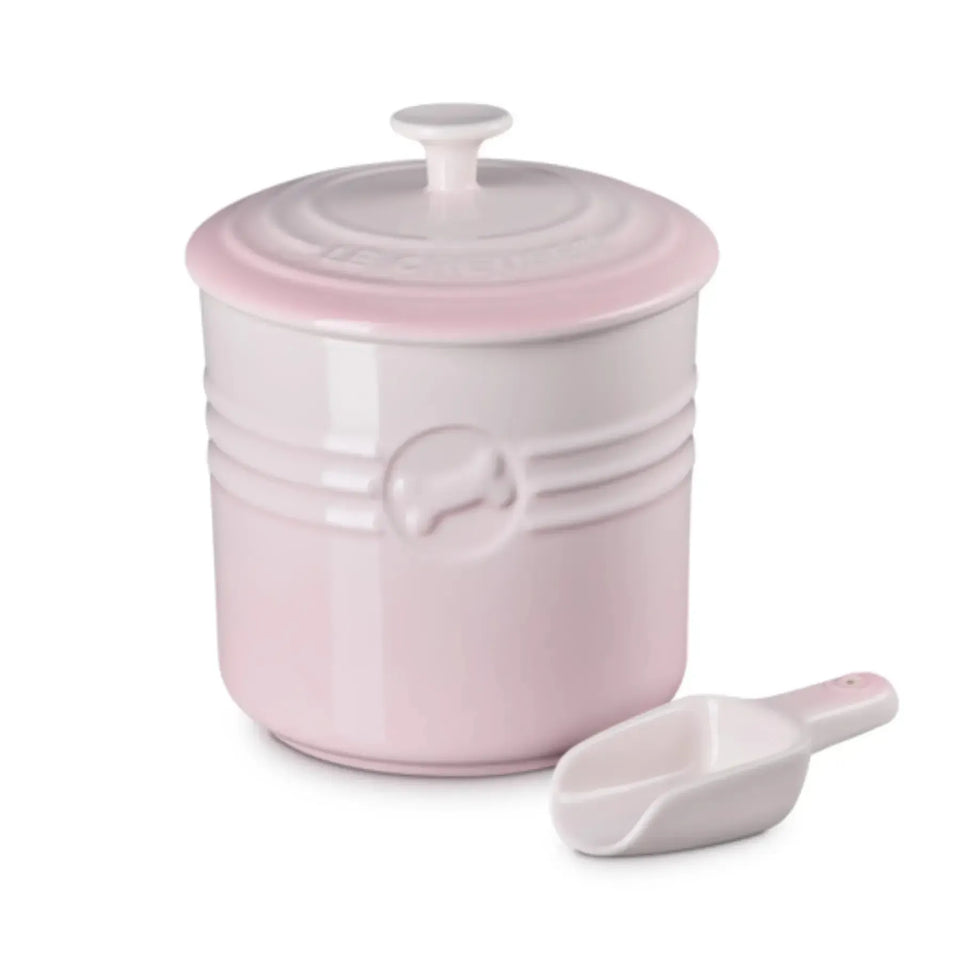 Porta Ração com Dosador Cerâmica Shell Pink 2,3L Pet Collection Le Creuset